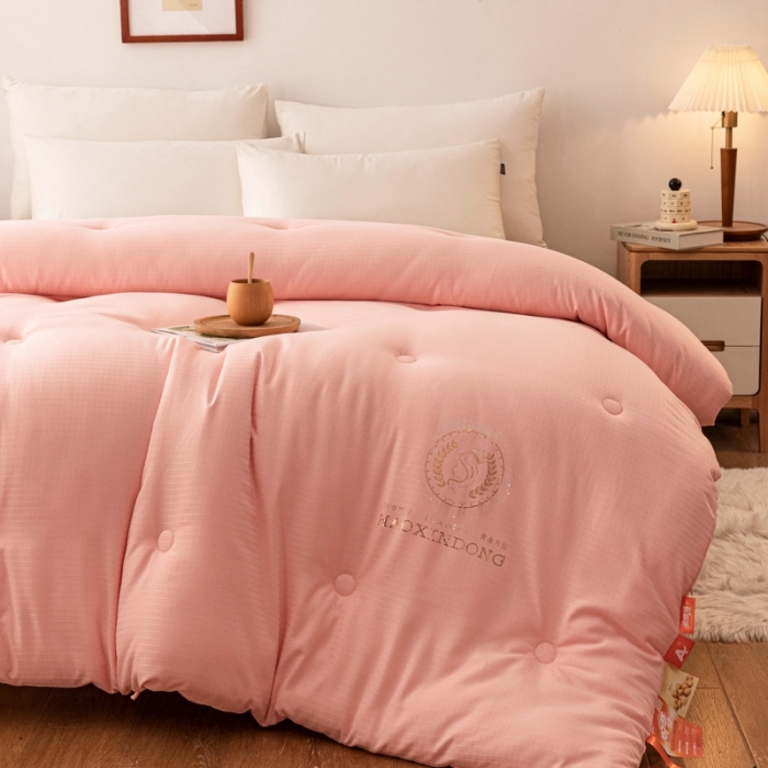 91家纺网 家纺一手货源 找家纺 伊被源 2022新款A类贡缎提花大豆被被子被芯 提花-粉玉色