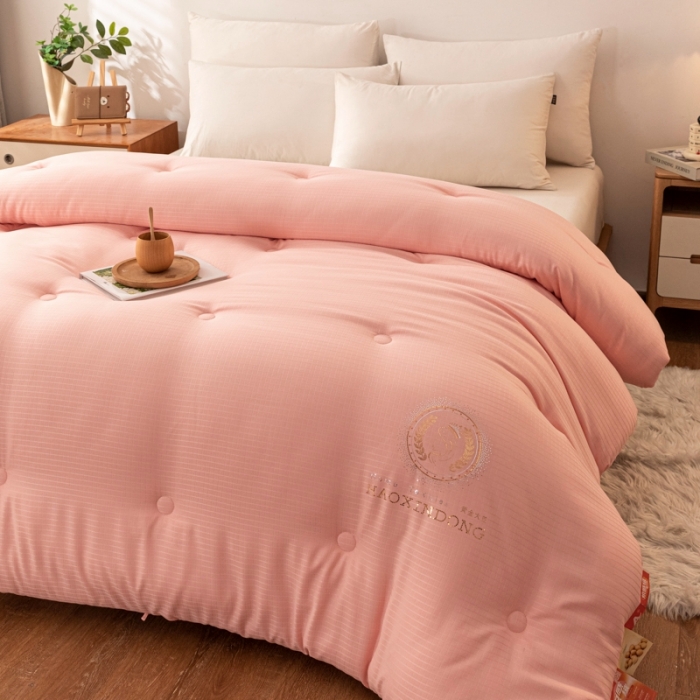 91家纺网 家纺一手货源 找家纺 伊被源 2022新款A类贡缎提花大豆被被子被芯 提花-粉玉色