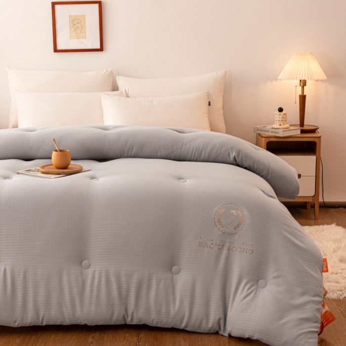 91家纺网 家纺一手货源 找家纺 伊被源 2022新款A类贡缎提花大豆被被子被芯 提花-火山灰