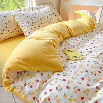 91家纺网 家纺一手货源 找家纺 百寐 22a13372全棉印花b加厚牛奶绒床笠棉加绒四件套