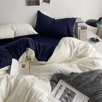 91家纺网 家纺一手货源 找家纺 总）贝拉梦 2023亲肤棉北欧简约风纯色双拼105G单品被套