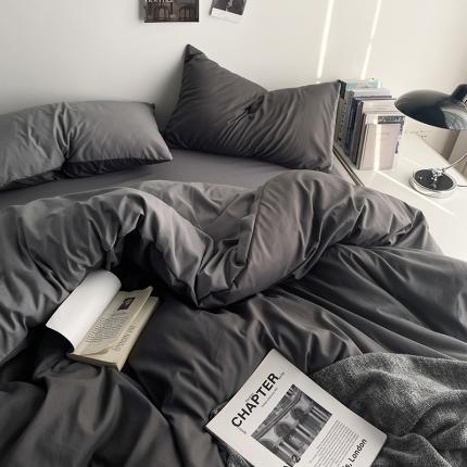 91家纺网 家纺一手货源 找家纺 贝拉梦 2023亲肤棉北欧简约风纯色双拼105G单品被套 雾霾灰