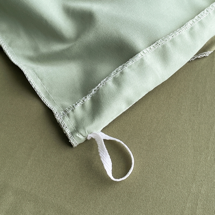 91家纺网 家纺一手货源 找家纺 贝拉梦 2023亲肤棉北欧简约风纯色双拼105G单品被套 奶绿深绿