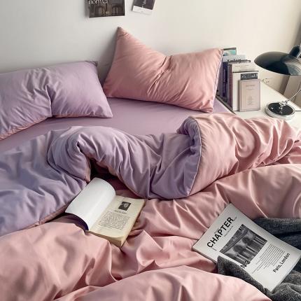 贝拉梦 2023亲肤棉北欧简约风纯色双拼105G单品被套 香芋奶紫