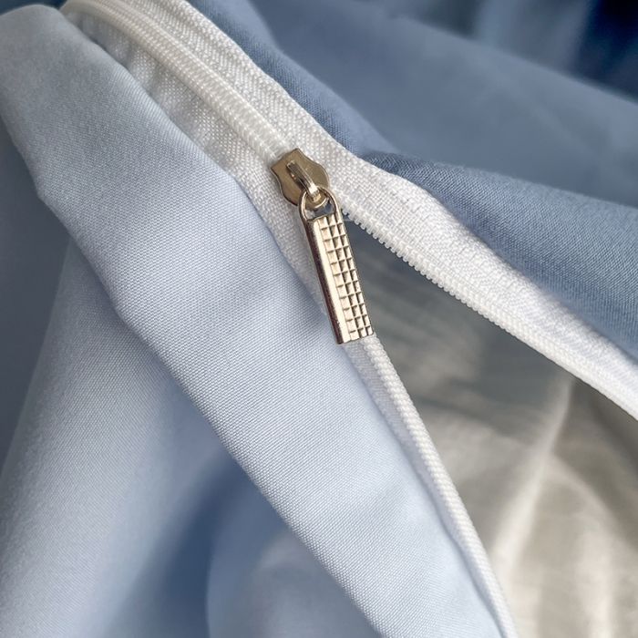 91家纺网 家纺一手货源 找家纺 贝拉梦 2023亲肤棉北欧简约风纯色双拼105G单品被套 月光雾蓝