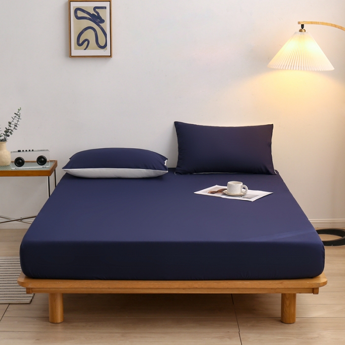 91家纺网 家纺一手货源 找家纺 安力森/诚臻酒店用品 2023新款单人床笠双人床笠水洗磨毛床笠 藏青