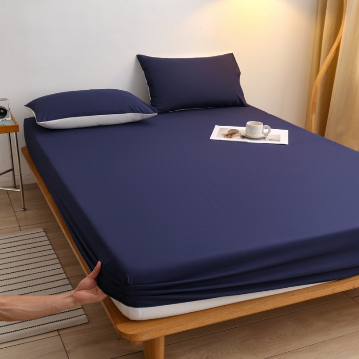 91家纺网 家纺一手货源 找家纺 安力森/诚臻酒店用品 2023新款单人床笠双人床笠水洗磨毛床笠 藏青