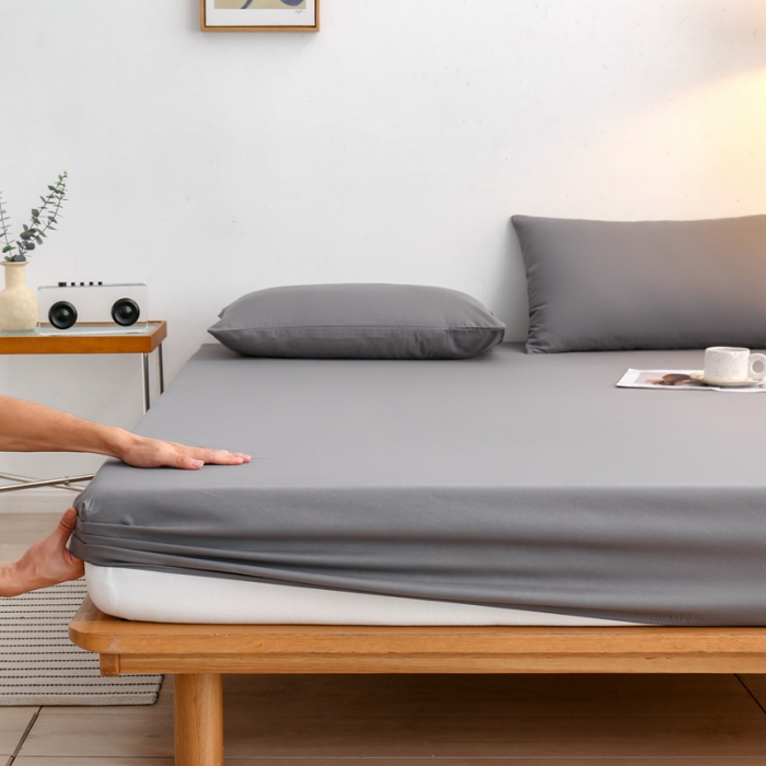 91家纺网 家纺一手货源 找家纺 安力森/诚臻酒店用品 2023新款单人床笠双人床笠水洗磨毛床笠 深灰