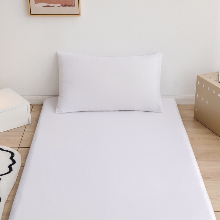 91家纺网 家纺一手货源 找家纺 安力森/诚臻酒店用品2023宿舍家用双面被褥套床垫套两件套三件套 白色
