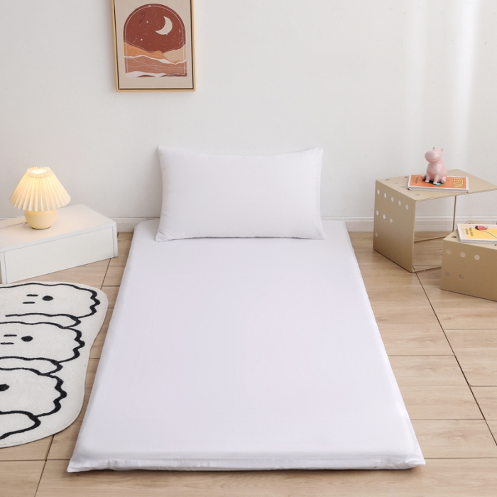 91家纺网 家纺一手货源 找家纺 安力森/诚臻酒店用品2023宿舍家用双面被褥套床垫套两件套三件套 白色