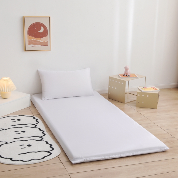 91家纺网 家纺一手货源 找家纺 安力森/诚臻酒店用品2023宿舍家用双面被褥套床垫套两件套三件套 白色