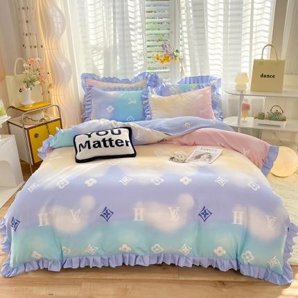 91家纺网 家纺一手货源 找家纺 优逸2025韩版公主风床裙款床单款四件套 七色槿