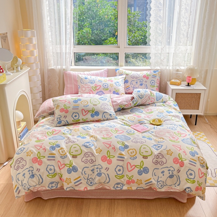 91家纺网 家纺一手货源 找家纺 曼之夏 （上新）2023春夏新款全棉印花四件套 彩笔成梦