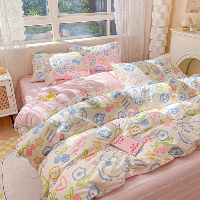 91家纺网 家纺一手货源 找家纺 曼之夏 （上新）2023春夏新款全棉印花四件套 彩笔成梦