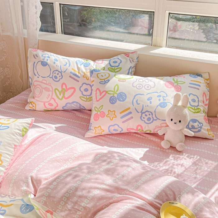 91家纺网 家纺一手货源 找家纺 曼之夏 （上新）2023春夏新款全棉印花四件套 彩笔成梦