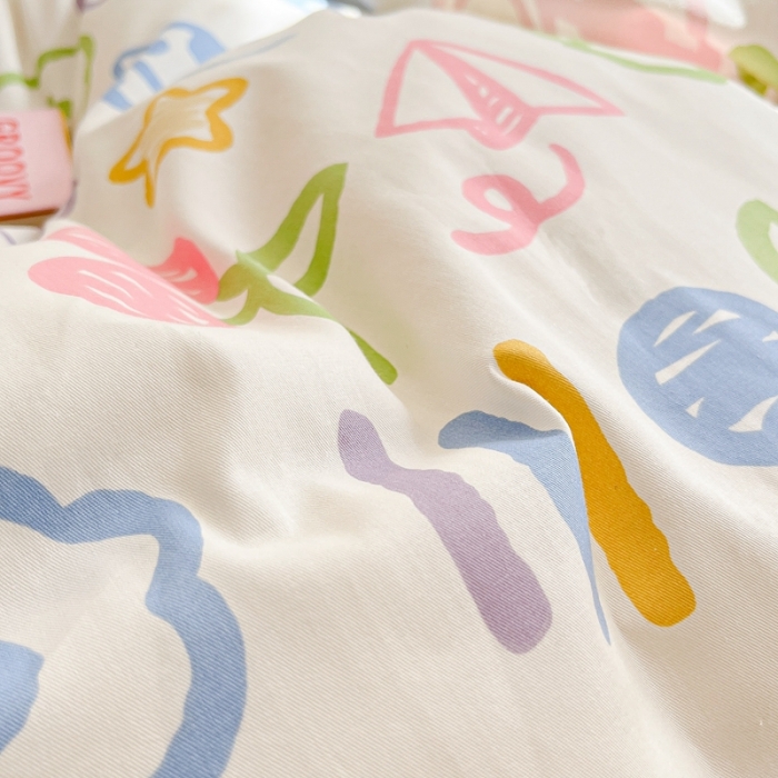 91家纺网 家纺一手货源 找家纺 曼之夏 （上新）2023春夏新款全棉印花四件套 彩笔成梦