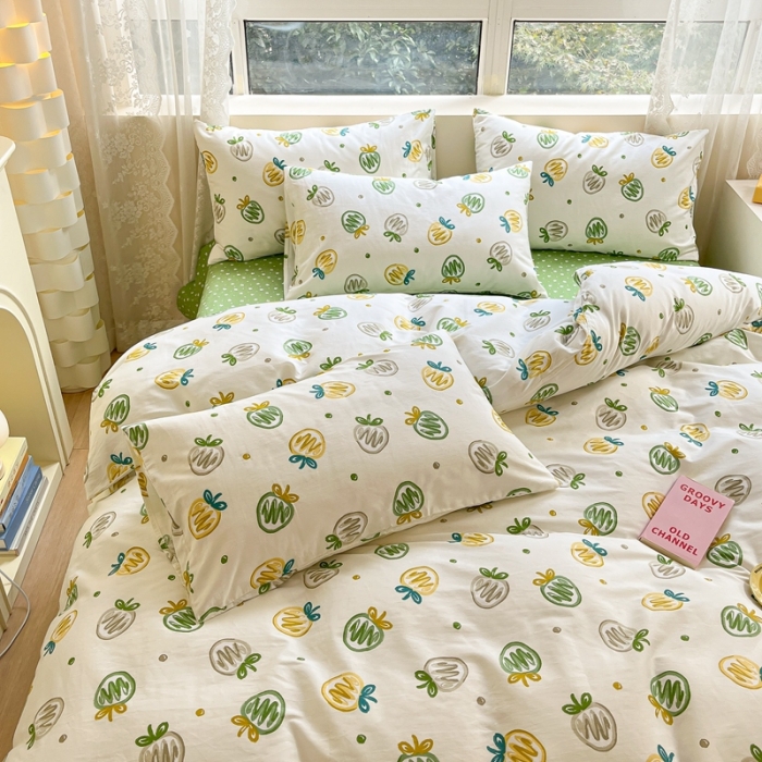 91家纺网 家纺一手货源 找家纺 曼之夏 （上新）2023春夏新款全棉印花四件套 草莓贩卖机