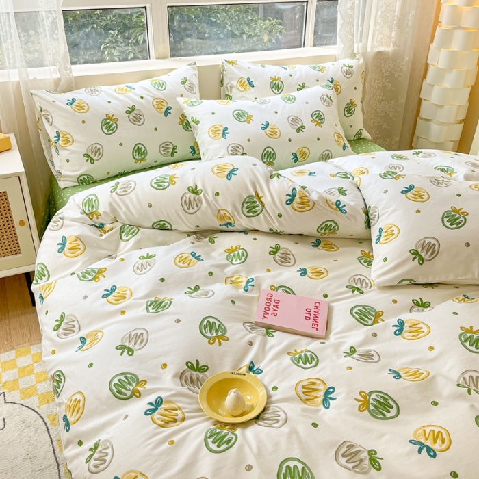 91家纺网 家纺一手货源 找家纺 曼之夏 （上新）2023春夏新款全棉印花四件套 草莓贩卖机