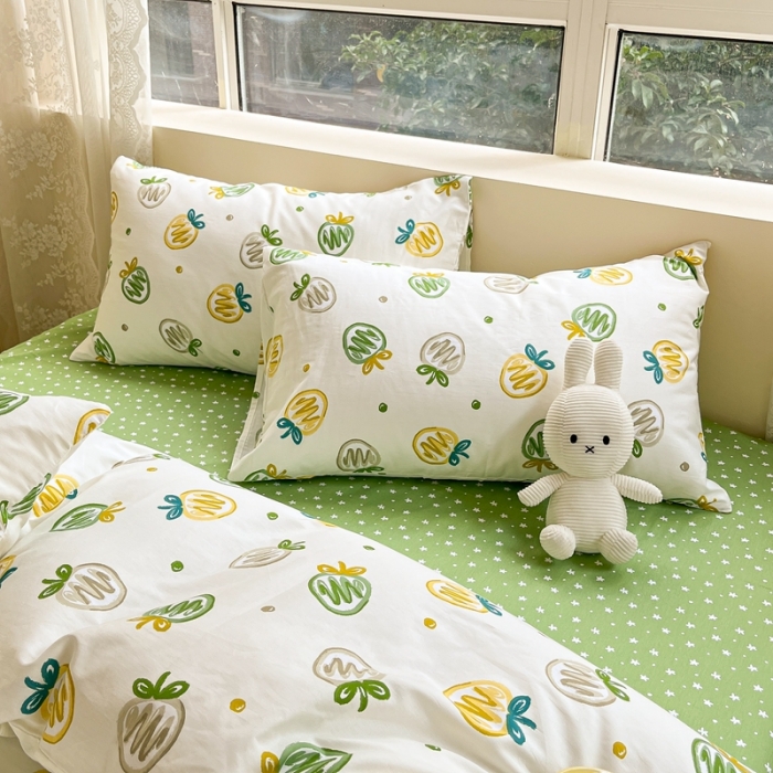 91家纺网 家纺一手货源 找家纺 曼之夏 （上新）2023春夏新款全棉印花四件套 草莓贩卖机