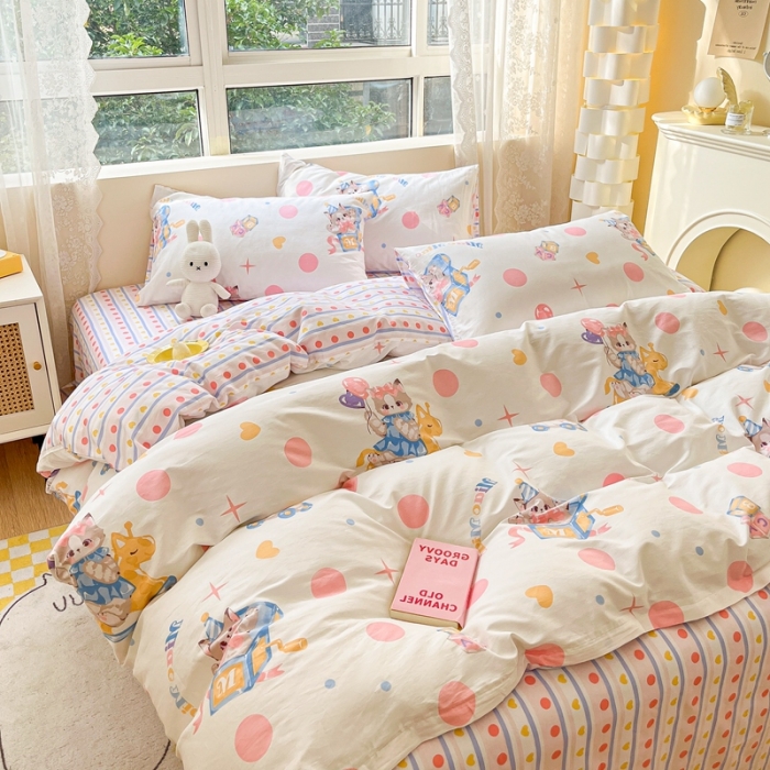 91家纺网 家纺一手货源 找家纺 曼之夏 （上新）2023春夏新款全棉印花四件套 奶喵噗噗