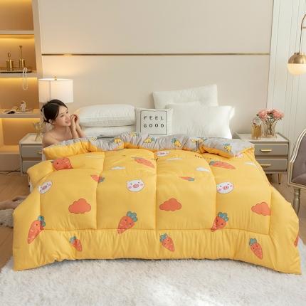91家纺网 家纺一手货源 找家纺 梦莱发被业 2025印花纯色冬被学生被春秋被仿棉冬被子萝卜