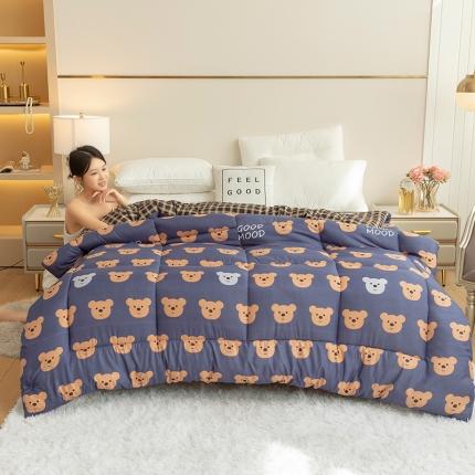 91家纺网 家纺一手货源 找家纺 梦莱发被业 2025印花纯色冬被学生被春秋被仿棉冬被子熊头