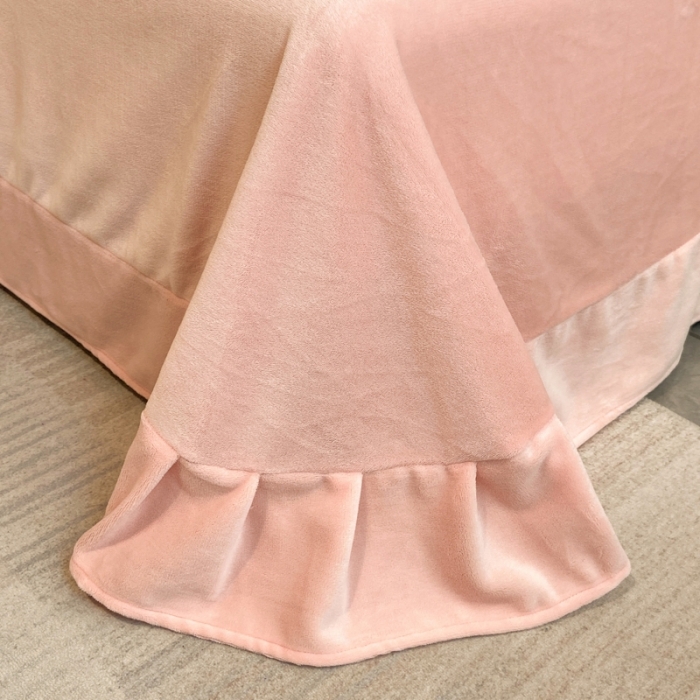 91家纺网 家纺一手货源 找家纺 可以家居 2022爆款全消光蚕丝牛奶绒四件套 香榭—贵族粉