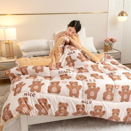 91家纺网 家纺一手货源 找家纺 梦莱发被业 2025亲肤羊羔绒冬被 浣熊