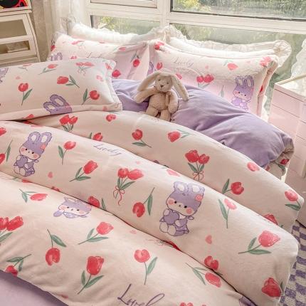 91家纺网 家纺一手货源 找家纺 （总）塔塔2025新款牛奶绒圆网系列四件套