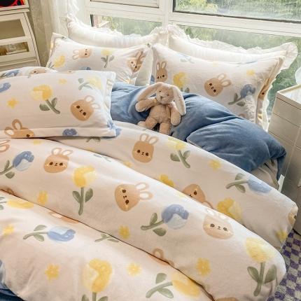 91家纺网 家纺一手货源 找家纺 塔塔2025新款牛奶绒圆网系列四件套 莫奈后花园