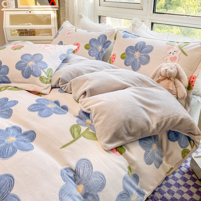 91家纺网 家纺一手货源 找家纺 塔塔2025新款牛奶绒圆网系列四件套 莫兰兔