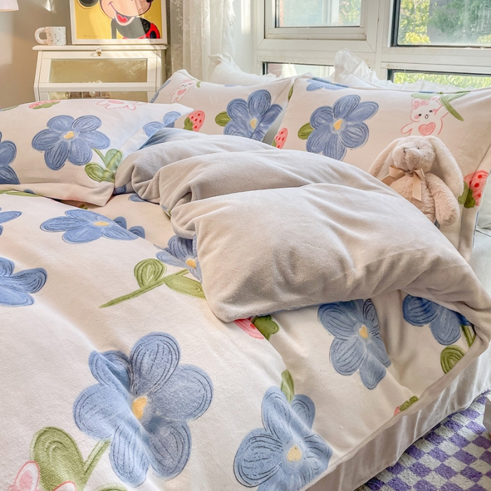 91家纺网 家纺一手货源 找家纺 塔塔2025新款牛奶绒圆网系列四件套 莫兰兔