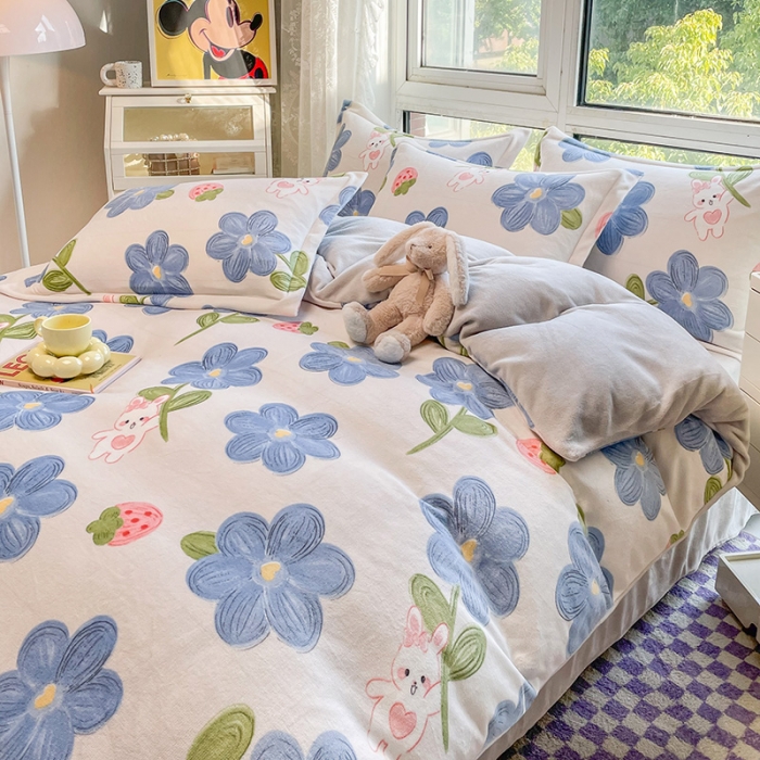 91家纺网 家纺一手货源 找家纺 塔塔2025新款牛奶绒圆网系列四件套 莫兰兔