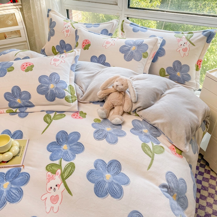 91家纺网 家纺一手货源 找家纺 塔塔2025新款牛奶绒圆网系列四件套 莫兰兔