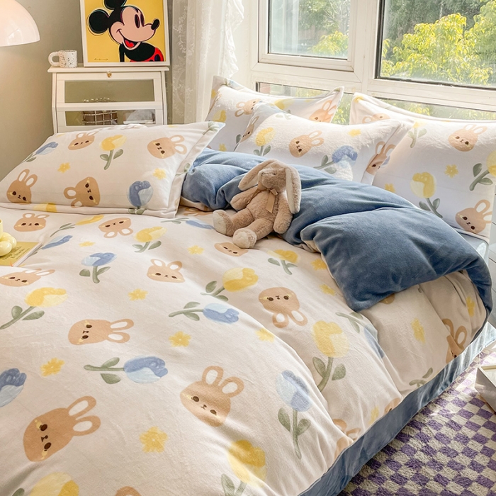 91家纺网 家纺一手货源 找家纺 塔塔2025新款牛奶绒圆网系列四件套 莫奈后花园