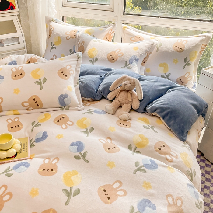 91家纺网 家纺一手货源 找家纺 塔塔2025新款牛奶绒圆网系列四件套 莫奈后花园