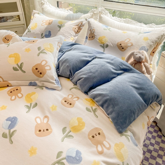 91家纺网 家纺一手货源 找家纺 塔塔2025新款牛奶绒圆网系列四件套 莫奈后花园