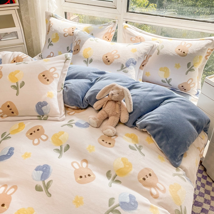 91家纺网 家纺一手货源 找家纺 塔塔2025新款牛奶绒圆网系列四件套 莫奈后花园