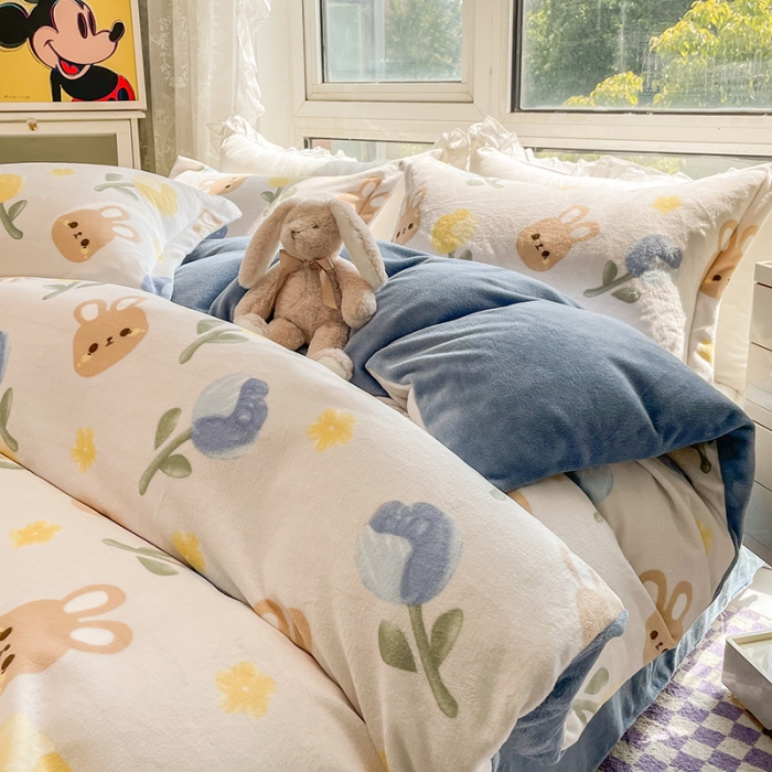 91家纺网 家纺一手货源 找家纺 塔塔2025新款牛奶绒圆网系列四件套 莫奈后花园