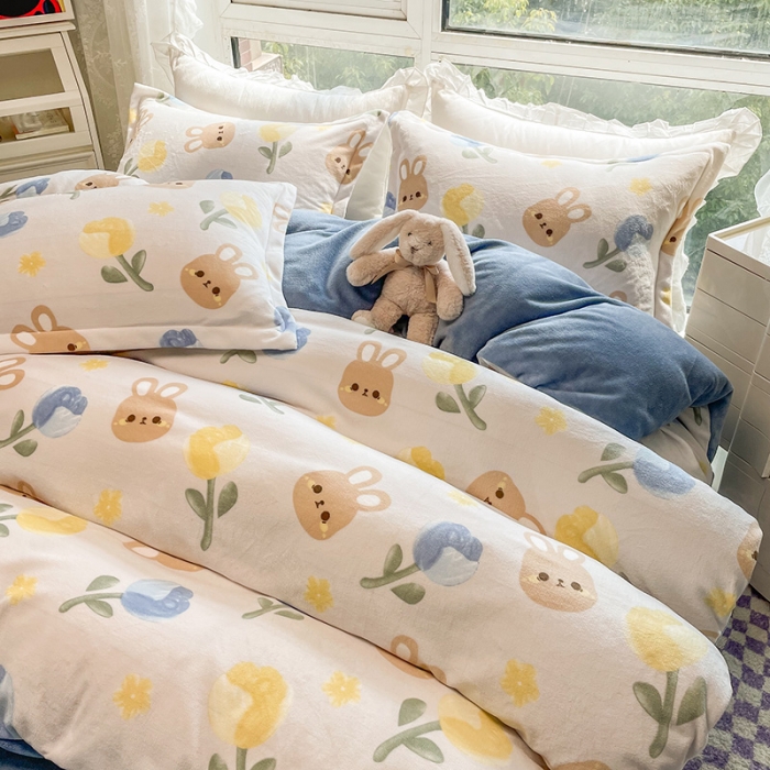 91家纺网 家纺一手货源 找家纺 塔塔2025新款牛奶绒圆网系列四件套 莫奈后花园