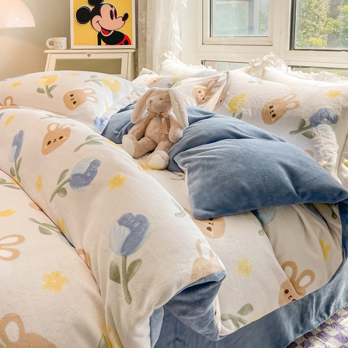 91家纺网 家纺一手货源 找家纺 塔塔2025新款牛奶绒圆网系列四件套 莫奈后花园