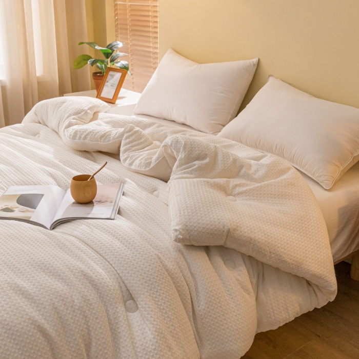 91家纺网 家纺一手货源 找家纺 伊被源 抗菌大豆被冬被春秋被被芯被子-华夫格A+ 月光白