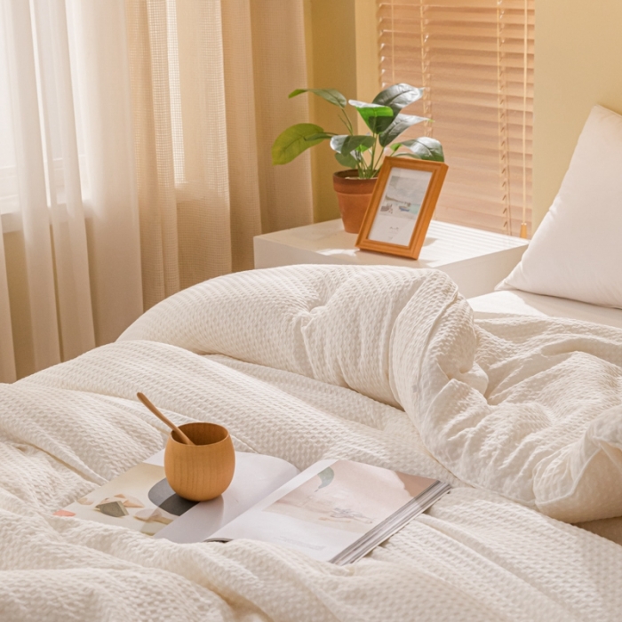 91家纺网 家纺一手货源 找家纺 伊被源 抗菌大豆被冬被春秋被被芯被子-华夫格A+ 月光白