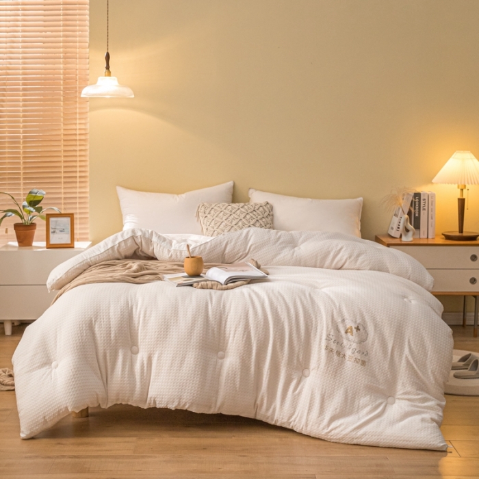 91家纺网 家纺一手货源 找家纺 伊被源 抗菌大豆被冬被春秋被被芯被子-华夫格A+ 月光白