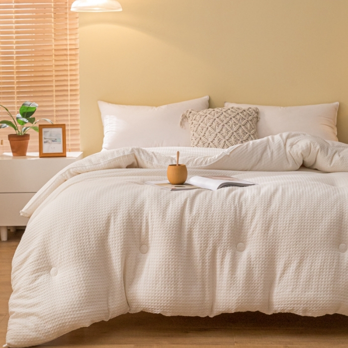 91家纺网 家纺一手货源 找家纺 总 伊被源2022新抗菌大豆被冬被春秋被被芯被子-华夫格A+