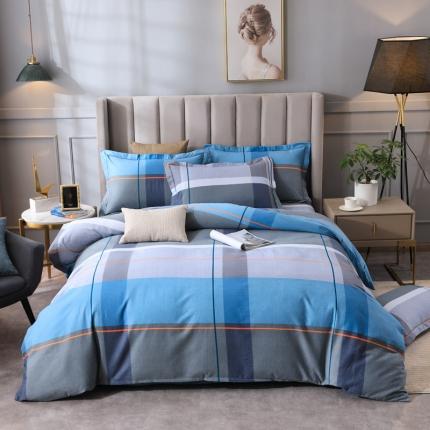 91家纺网 家纺一手货源 找家纺 金纱玉纺 2022新款全棉磨毛四件套 艺术空间-蓝