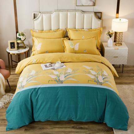 金纱玉纺 2022新款全棉磨毛四件套 繁花似锦-黄