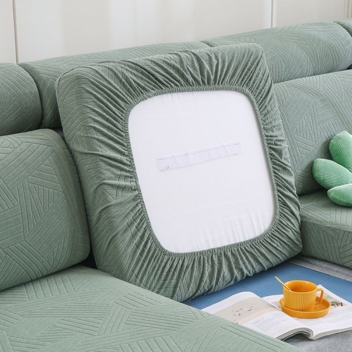 91家纺网 家纺一手货源 找家纺 千彤沙发垫 2022新款提花自由生活系列弹力沙发套 豆绿