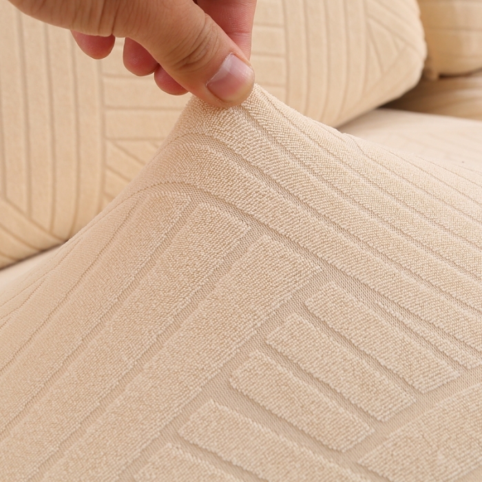 91家纺网 家纺一手货源 找家纺 千彤沙发垫 2022新款提花自由生活系列弹力沙发套 米黄