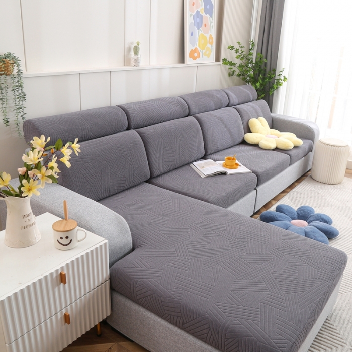 91家纺网 家纺一手货源 找家纺 千彤沙发垫 2022新款提花自由生活系列弹力沙发套 深灰